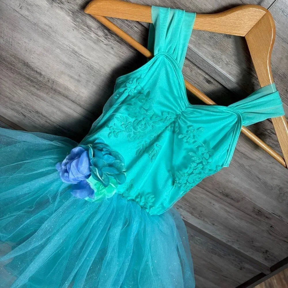Weissman LC 13557 Turquoise Green Dance Costume Ballet Tutu Floral Mermaid